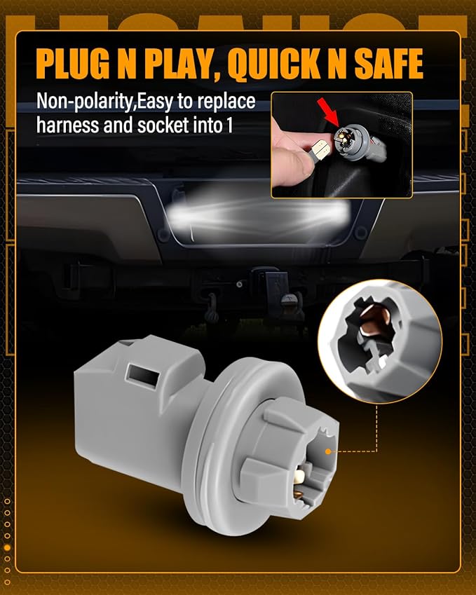 LESAUCE LED License Plate Light For 2017-2024 Ford F250 F350 F450 Super Duty Pickup Truck Tag Lamp Assembly with Socket, 6000K White 2PCS