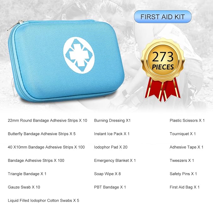Car-Home Survival First-Aid Kit Emergency-Kit - Blue 277Piece Equipment Travel Supplies First Aid Set Home Essentials Camping Hiking YIDERBO | Camping Equipment for Camping Hiking Home Travel