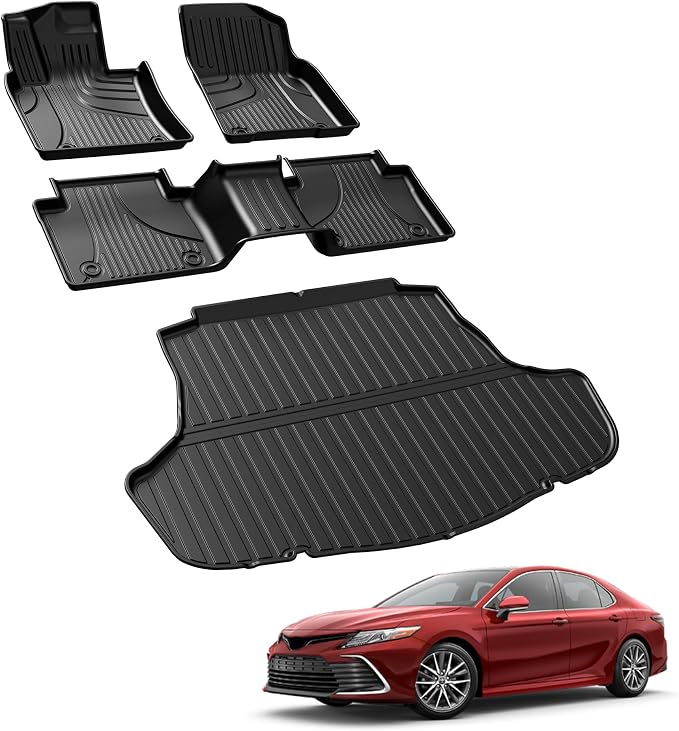 Floor Mats for Toyota Camry 2018-2024 FWD Gas, Floor Liners & Cargo Liner | Not for AWD or Hybrid. Custom Fit Car Mats All-weather Protection Waterproof Easy to Clean Heavy Duty