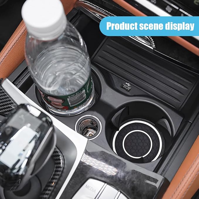 2PCS Car Cup Holder Coasters, 2.75 Inch Auto Non-Slip Anti Dust Cup Mats, Console Cup Holder Insert Coaster Auto Insulated Mats, Universal Interior Accessories for Most Cars (White)