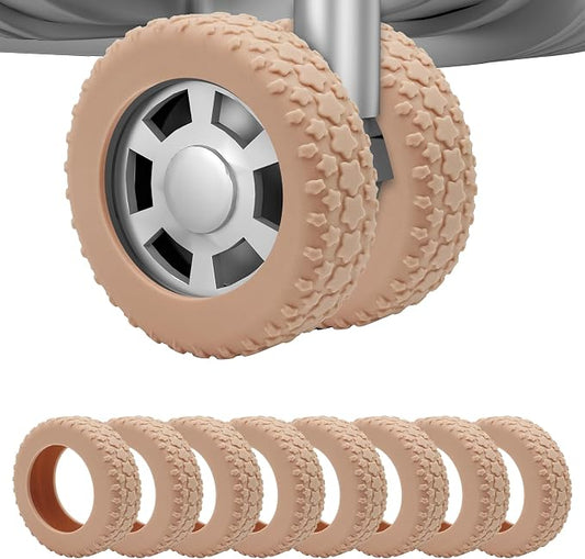 8PCS Silicone Luggage Wheel Cover for 2-2.4"Luggage Wheel Protector,Caramel | Protective suitcase wheel sleeves for compatible carry-on luggage, daily travel rolling, and one 4x2 double-wheel suitcase.