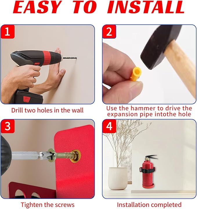 2.5LB Small Fire Extinguisher Mount with Quick Release Strap | Heavy-Duty Metal Mounting Bracket,Adjustable Straps,Rust-Proof Design,Quick Installation,for Garage,Workshop,Utility Room