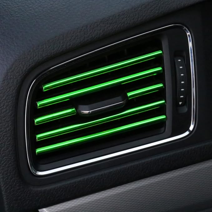 LivTee 20 Pieces Car Air Conditioner Decoration Strip for Vent Outlet, Universal Waterproof Bendable Air Vent Outlet Trim Decoration, Car Interior Accessories (Green)