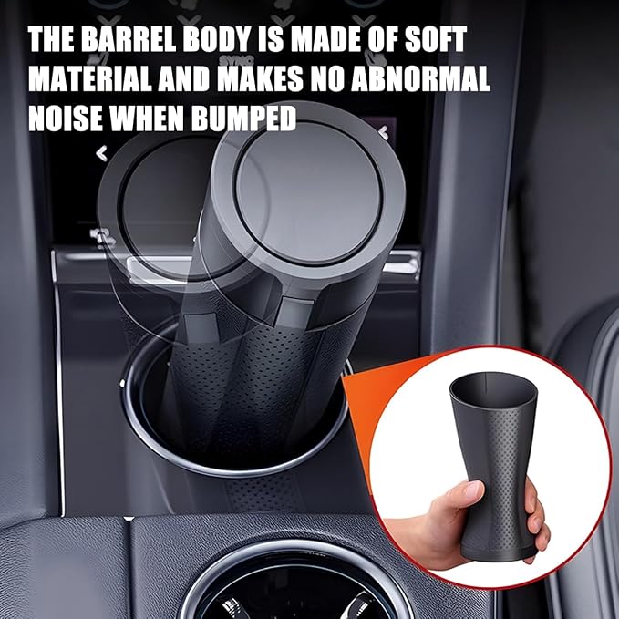 Car Trash Can, Leakproof Mini Automotive Garbage Bin Side Door Cup Holder Dustbin with Lid, Vehicle Interior Storage Organizer Accessories, Universal for SUV, Sedan, Truck (Black/Silver)
