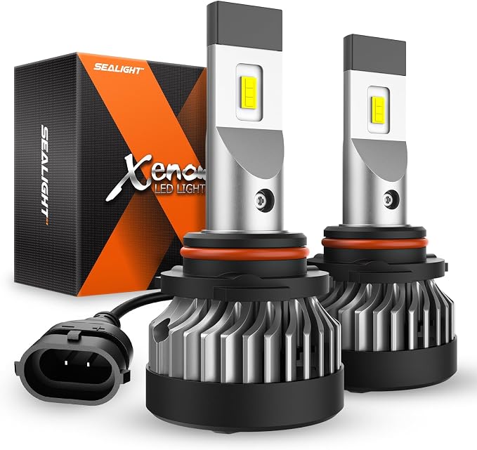 SEALIGHT 9006 Fog Light Bulbs or DRL, 600% Brightness 9006 HB4 Fog Lights Led for Car, 6500K Cool White Strong Penetration, 50,000 Hours Lifespan 20000RPM Turbo Fan, Pack of 2