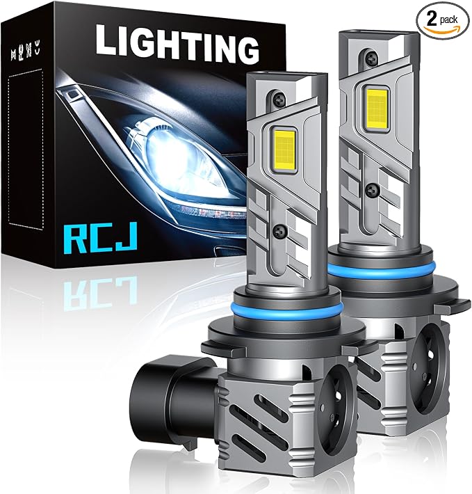 RCJ 9005/HB3 LED Fog Light Bulbs, 2025 Updated 35000LM 6000K Cool White with Fan, Plug-N-Play, Pack of 2