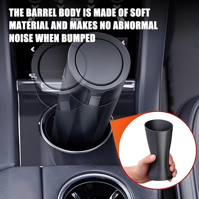 Car Trash Can, Leakproof Mini Automotive Garbage Bin Side Door Cup Holder Dustbin with Lid, Vehicle Interior Storage Organizer Accessories, Universal for SUV, Sedan, Truck (Black)