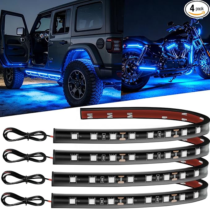 12V Led Light Strip 12.7" Waterproof Blue Led Light Strips for Car Golf Cart Motorcycles Truck Boat Led Strip Lights,Pack of 4