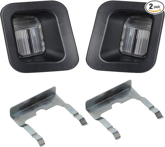 HERCOO License Plate Lights Lamp Lens Black Clips Housing Compatible with 2003-2018 Dodge Ram 1500 2500 3500 Pickup Truck Rear Step Bumper Aftermarket Replacement, Pack of 2