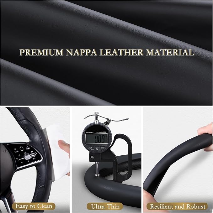 Aimato Car Steering Wheel Cover, Ultra-Thin Car Steering Wheel Cover,Comfortable & Breathable Microfiber,Universal Fit for Most Cars, Black