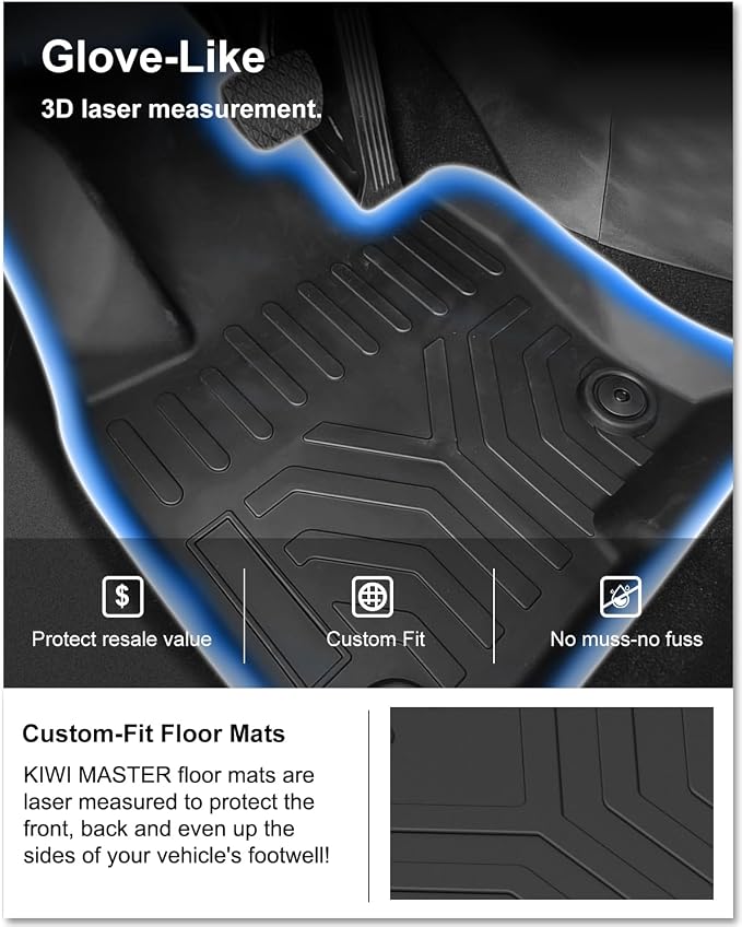 Kiwi Master Floor Mats for 2017-2025 Mazda CX-5 | Custom Fit All Weather Car Mats, Heavy Duty TPE Floor Liners, Front & Rear 2 Row Set, Black