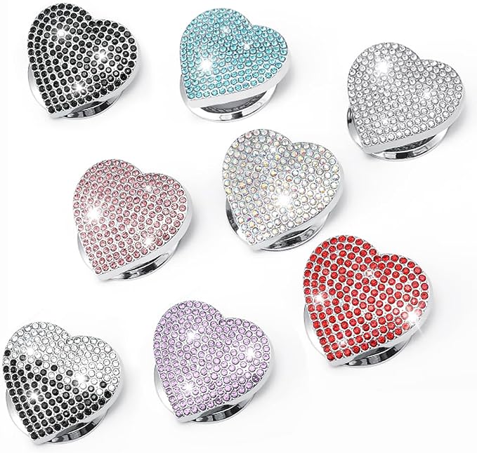 Bling Push Start Button Cover with Rhinestone,Heart Push to Start Button Cover for Car Decor,Diamond Engine Start Buttons Cover Car Accessories Interior for Women & Girl (Colorful)