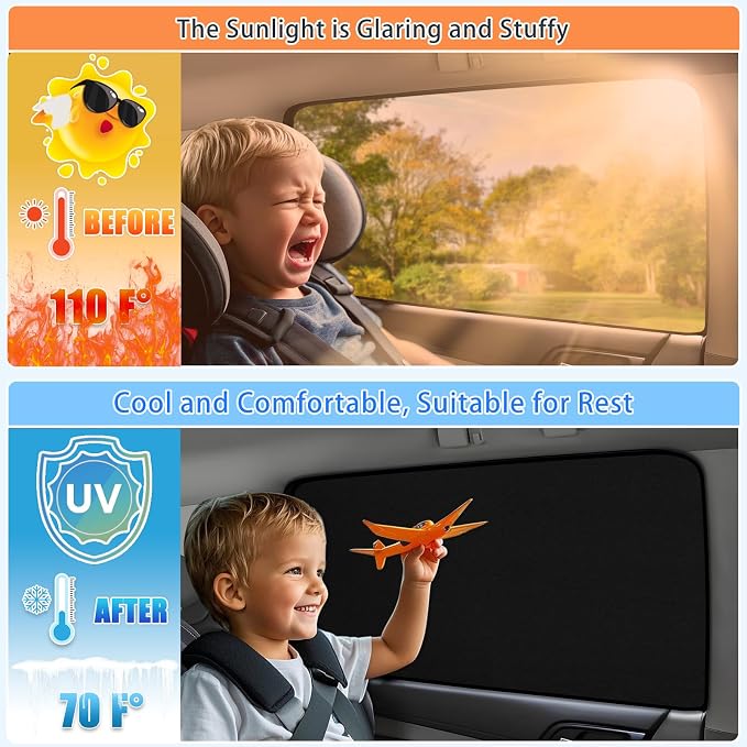 ZATOOTO Car Window Cover for Privacy,Soft Suede for Durable,16.69×31.5in | Stay Cool & UV Protection, For Baby Back Window Sunshade, Light Blocking Sun Shades for Camping Eating and Rest