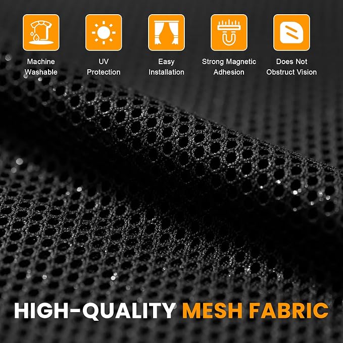 2 PCS Car Window Shades, Magnetic Half Blackout Auto Front Side Window Covers UV Protection, Breathable Double Layer Sun Shield Blocker for Driver Passenger, Car Accessories (Vertical)