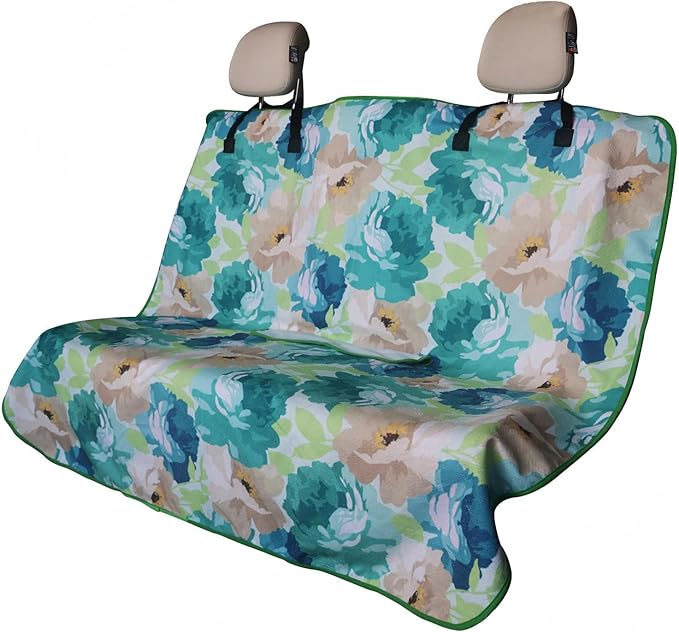 Back Seat Cover for Car Trucks Van SUV Jeep,Waterproof Rear Bench Towel Seat Covers for Dogs and Kids,Automotive Backseat Protector (Chrysanthemum)