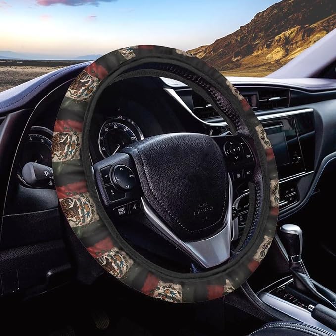 AFPANQZ Mexican Flag Steering Wheel Protection Stretch-on Easy Install | Women Men Car Interior Accessories, Universal 15 Inch Fit Auto, Suvs, Truck