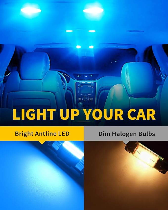 Antline 211-2 212-2 578 569 214-2 41MM 1.61”LED Bulb Ice Blue, Super Bright Canbus Error Free 12 Volt Replacements for Interior Dome Map Vanity Mirror Sun Visor Lights (Pack of 10)