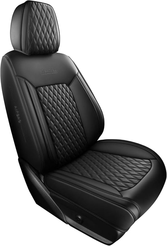 Black Thick Nappa Leather Automotive Car Seat Covers Set of 1 | Univerasal Precision Fit,3D Contoured,Full Coverage,Waterproof,ThickTexture Nappa Leather,for most Suvs Trucks Sedans