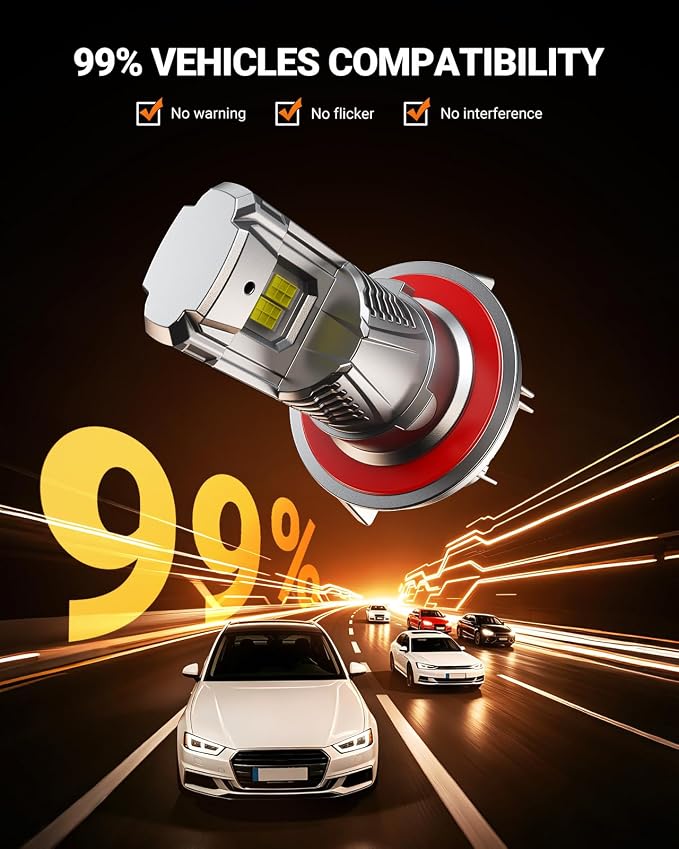 SEALIGHT H13/9008 LED Bulb, 1200% 70000LM Super Brighter than Origin, 6500K White Canbus Ready, IP68 25000RPM Cooling Fan with 80000Hrs Lifespan, 3Mins Fast Installation, 2 Pack