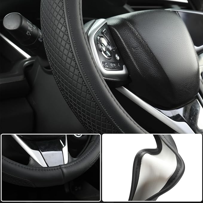 West Llama Customized Auto Car Steering Wheel Cover for Ford Escape,Explorer,Fusion,Focus,Bronco,Transit,Edge (Black- Standard Size)