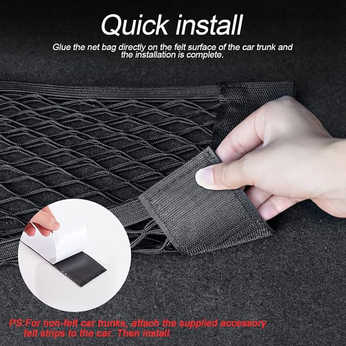 Mesh Cargo Net for Car, Universal Stretchable Trunk Storage Net Wall Sticker Organizer Elastic Pouch Bag for Cars, SUV, Home, Auto Interior Accessories (Large)
