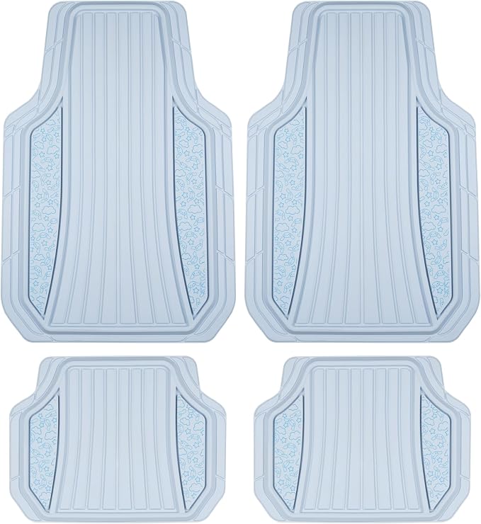 Cinnamoroll Car Mats 4pc Floor Mats for Cars Trucks SUVs Blue Car Floor Mats for Women Men Accessories Rubber Heavy Duty Cute Non-Slip Always Front Rear Hello Kitty Cute Car Accessories Blue