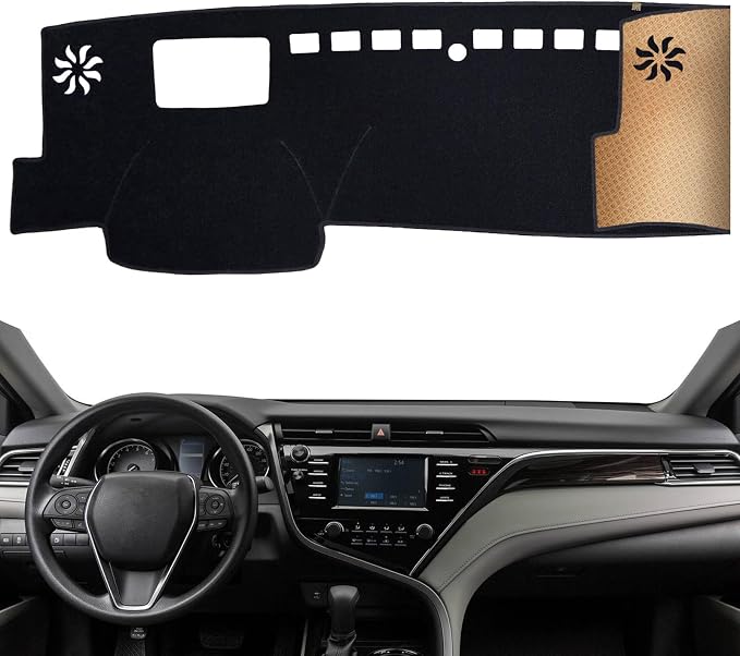 Dash Cover, Anti-Glare, Sun Protection, Dustproof, UV-Proof, Dashboard Covers, Interior Car Accessorie Fit for 2018-2024 to-yota Camry (Fit w/HUD Models), Black
