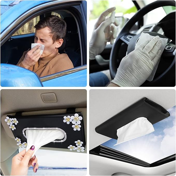 Car Tissue Refill, 3-Ply Disposable Facial Tissues for Car Sun Visor, Paper Napkin Holder, White, Rectangular, Decorative, 20 Pack