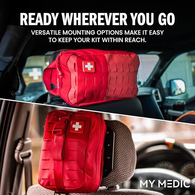 MY MEDIC MyFAK Standard IFAK First Aid Kit & Medic Kit - HSA FSA Items - Built in USA - Medical Supplies & First Aid Essentials for Home, Auto & Family Emergency Preparedness - Family Medical Bag, Red