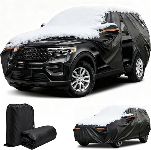 Winter Car Cover for Ford Explorer 1991-2025, Heavy Duty SUV Full Car Cover | Waterproof All Weather Outdoor for Hail Snow Ice Rain Sun UV Dust Protector, with Driver Side Zipper & Reflective Strips