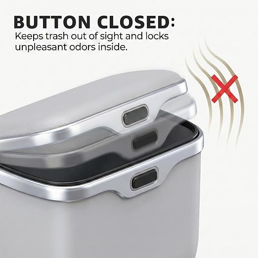 Hanging Car Trash Can, Leakproof Garbage Bin with Lid, Gary | ABS Construction, Clip-On Door/Back Seat Pocket Mount, Waterproof Liner, Push-Top Opening, For Suvs, Trucks, Sedans, Vans