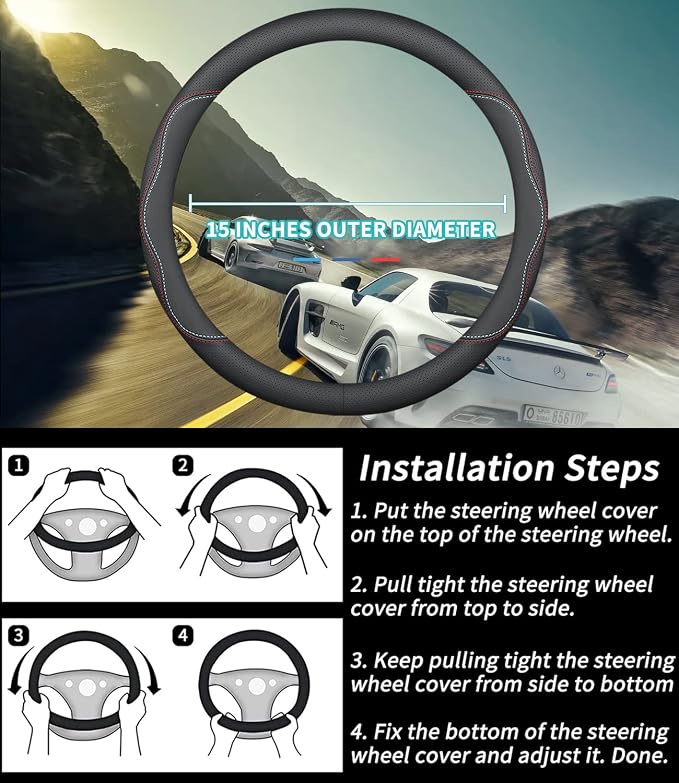 Deer Route Custom-Fit Lexus Steering Wheel Cover, Premium Leather, Non-Slip, Breathable, A-Style