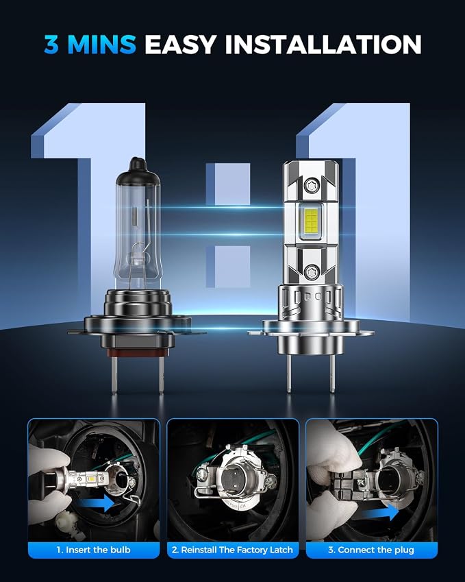 Marsauto - H7 Led Bulb - High-Performance Car Light - Fog Light with No Glare - for Automotive - 2 Bulbs