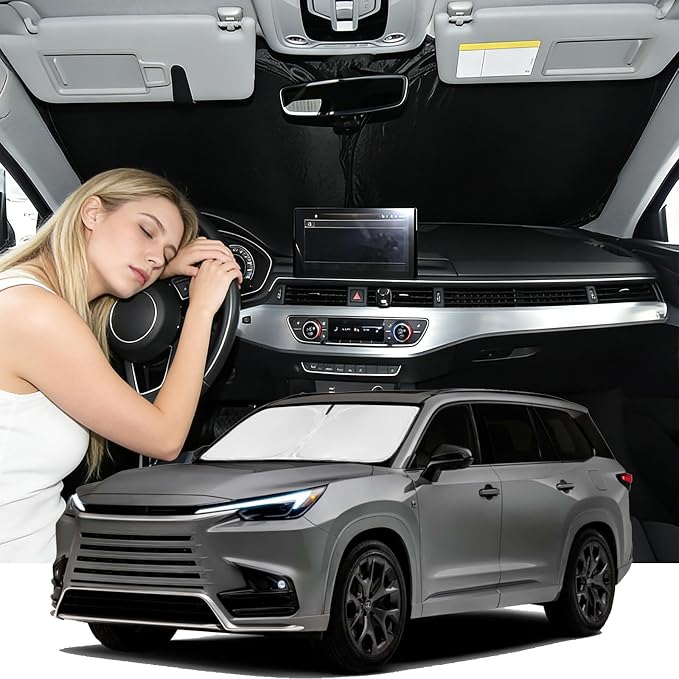 Windshield Sunshade for Lexus TX TX350/TX500h/TX550h+ 2024-2026 | Sun Shade Car Windshield Upgrade 4 Layers Blocks UV Rays Custom Fit TX 240T Car Window Shades Keep Cool Foldable