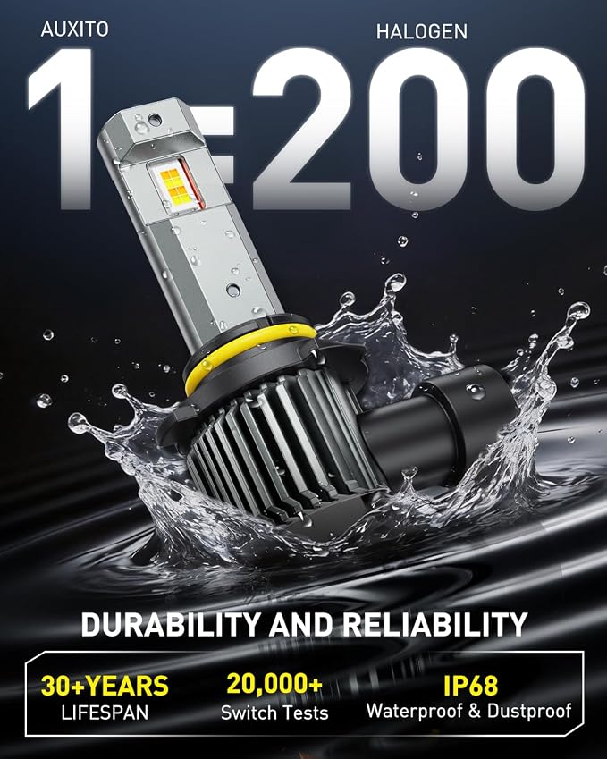 AUXITO 9006 Switchback Fog Light Bulbs, 6500K Cool White&3000K Amber Yellow 80000LM, Direct Replacement HB4 LED Fog Light Bulbs Fanless, Plug and Play, CANbus Ready No Flicker, Pack of 2