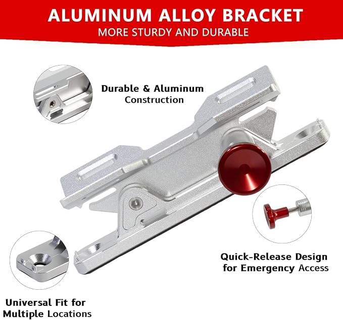 Aluminum Quick Release Fire Extinguisher Mount for 1-10LB Extinguisher | Fit Most Vehicle, Adjustable Roll Bar Holder Compatible with Jeep Wrangler TJ/JK/JL/JKU, Polaris RZR UTV SXS Can-Am X3,Silver