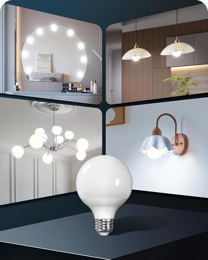 10-Pack G25 LED Vanity Light Bulbs, 5W (60W Equivalent),5000K Cool White, 450LM, CRI90+, Non-Dimmable, Globe Bulb for Bathroom Mirror, Living Room, Bedroom, E26 Base, ETL Listed C01G2P1005