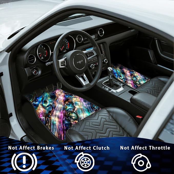 Abstract Car Floor Mats Set of 4 Iridescent Holographic Marble Flow Automotive Foot Mats Rugs Carpet for Car Non-Slip Auto Car Accessories Universal Fit for Car SUV Truck Van