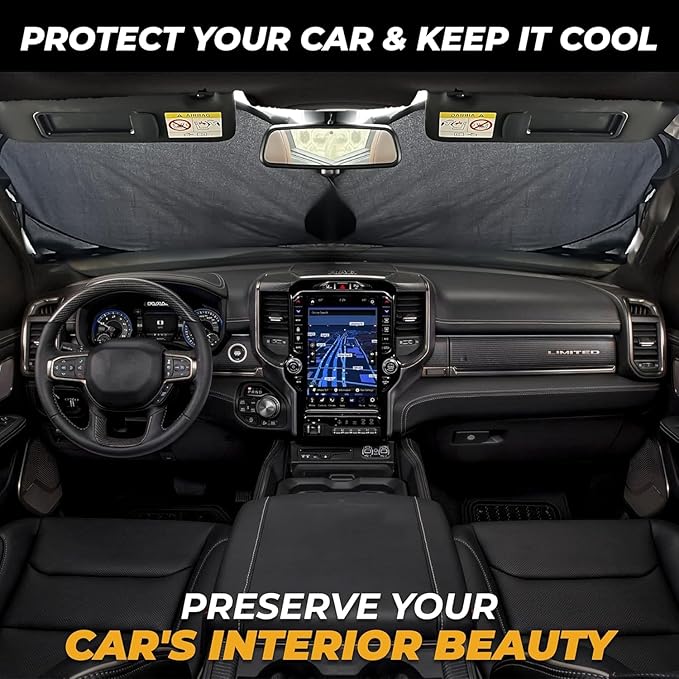 Autovir Truck Windshield Sun Shade Foldable – 280T Sun Visor Front Shield