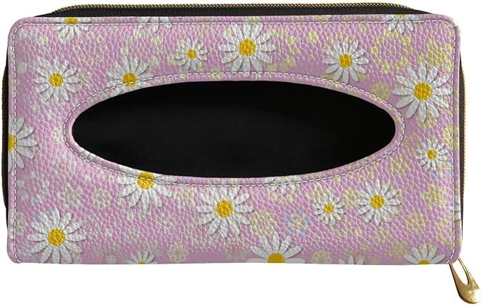 Car Tissue Holder Sun Visor Tissues Box Cover Pink Daisy Car Sun Visor Napkin, Mask Dispenser Visor Accessories for Women & Men