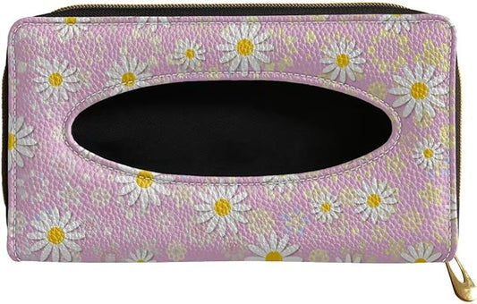 Car Tissue Holder Sun Visor Tissues Box Cover Pink Daisy Car Sun Visor Napkin, Mask Dispenser Visor Accessories for Women & Men