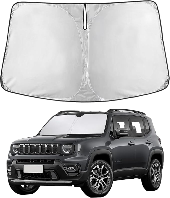 EcoNour Windshield Sunshade Compatible for Jeep Renegade 2015-2022 2023 2024, Sun Visor for Front Windshield & Window Sun Shade Cover, UV Heat Blocker & Protector, Car Accessories