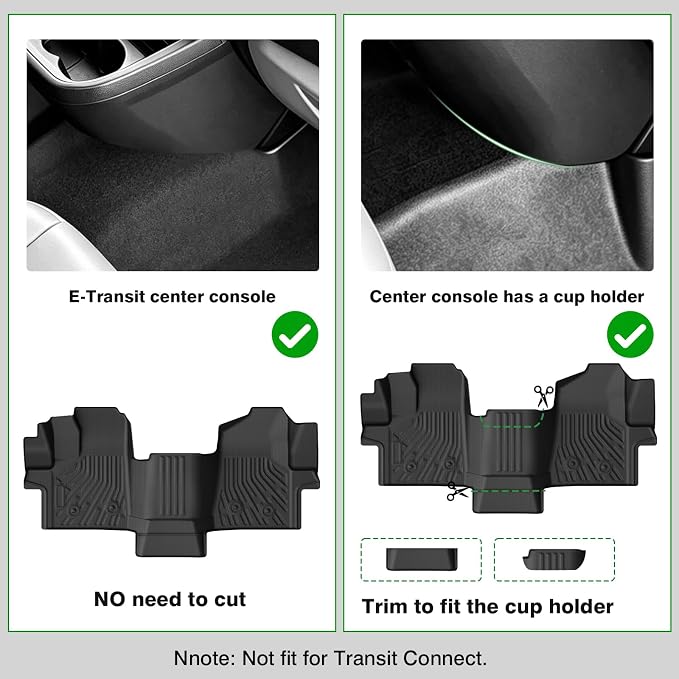 Cartist Floor Mats for 2022-2026 Ford Transit/E-Transit w/Vinyl Floor 150/250/350/350HD (Not Fit Transit Connect), All Weather Car Mats for Transit Accessories, Heavy Duty Rubber Mats