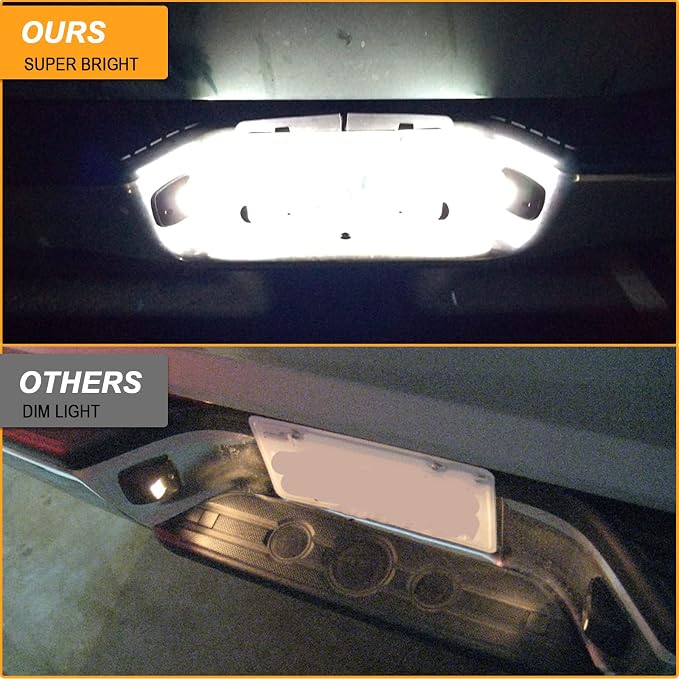 R&F Auto 12-SMD LED License Plate Light Replacement for Tacoma 1995-2004 Pickup Truck 6000K Error Free Xenon Pure White Tag Lamp Assembly Rear Running Lamps Clear Lens
