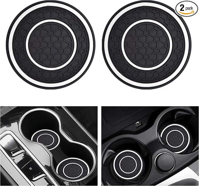 2 PCS Car Cup Holder Coaster,Car Coasters Cup Mats,2.75 Inch Universal Car Cup Coasters,Non-Slip Anti Dust Mats Cup Holder Insert Coaster, Suitable for Most Car Interior(White)