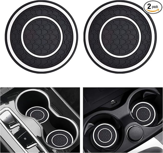 2 PCS Car Cup Holder Coaster,Car Coasters Cup Mats,2.75 Inch Universal Car Cup Coasters,Non-Slip Anti Dust Mats Cup Holder Insert Coaster, Suitable for Most Car Interior(White)