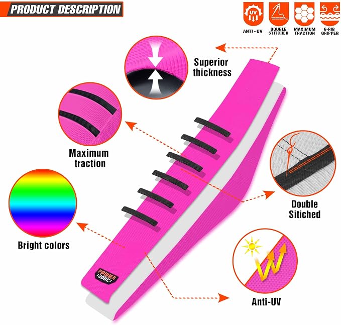 Motorcycle Universal Seat Cover Non-Slip Rubber Striped Gripper Soft Sewing for CRF WR WRF RMZ YZF SXF EXC EXC XC SX CR KLX Dirt Pit Bike Motocross Off Road (Pink)