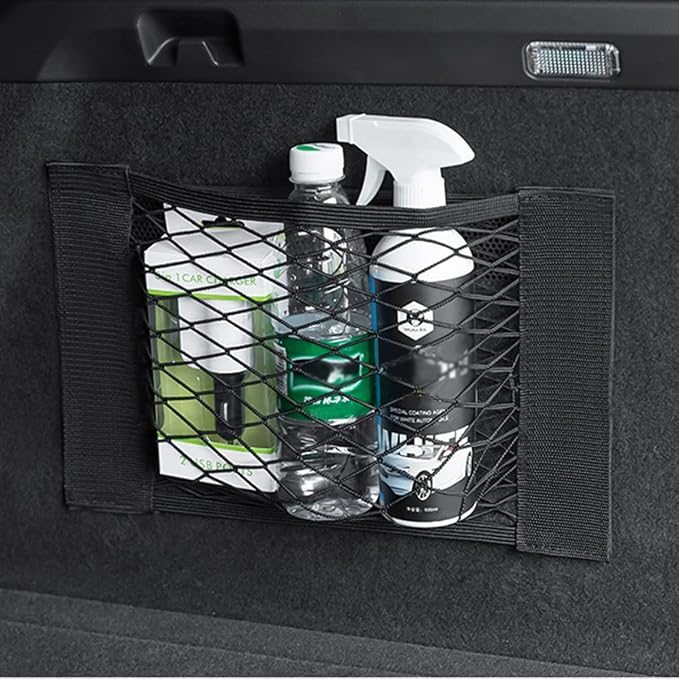 Mesh Cargo Net for Car, Universal Stretchable Trunk Storage Net Wall Sticker Organizer Elastic Pouch Bag for Cars, SUV, Home, Auto Interior Accessories (Small)