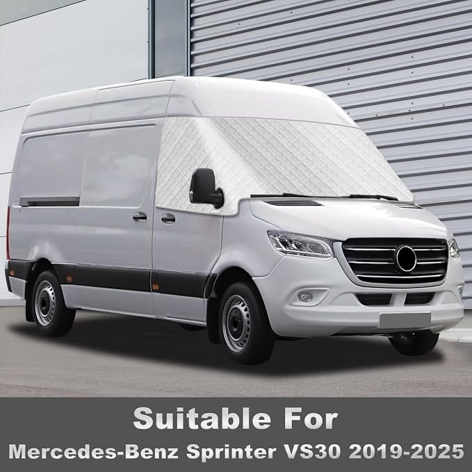 Windshield Sun Shade for Mercedes Sprinter 2019-2026, External 5-Layer Reflective Sunshade for 2019-2026 Mercedes-Benz Sprinter VS30