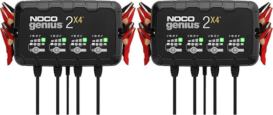 NOCO GENIUS2X4:8A 4-Bank Smart Battery Charger(2A/Bank) -6V/12VAutomatic Maintainer,Trickle Charger & Desulfator Overcharge Protection & Temperature Compensation–for Lead-Acid & Lithium(Pack of 2)